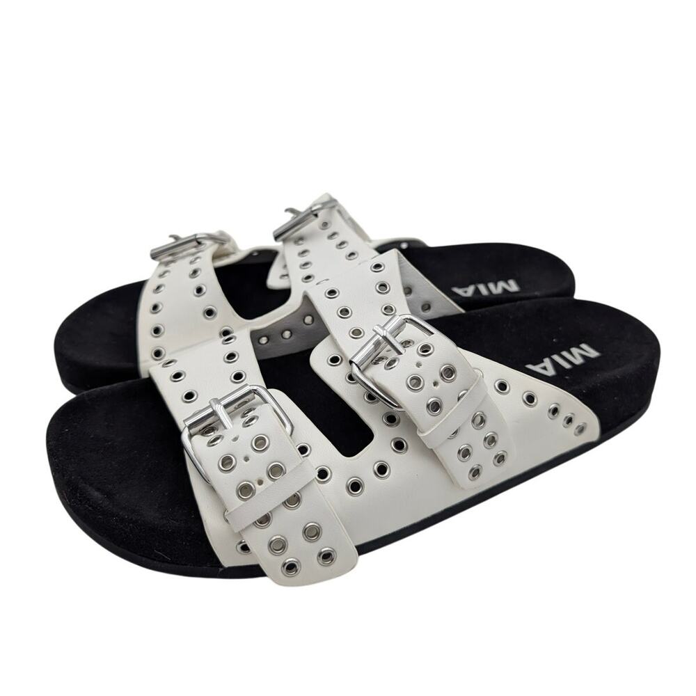 Mia Brooklyn Slide Sandals Adjustable Strap Women's White Size US6.5 EU36.5